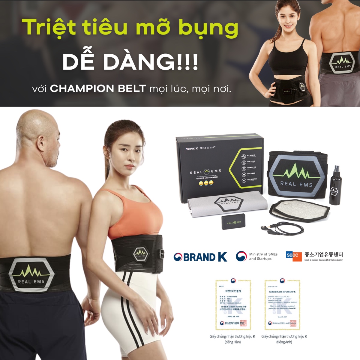 Đai Giảm Mỡ Bụng - Real EMS 13 dai massage real ems 4